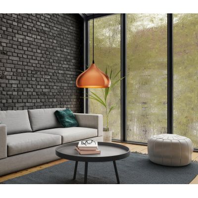 HAPTON SOSPENSIONE VINTAGE IN METALLO RAME CON INTERNO IN BIANCO EGLO - Cristalensi Shop Online