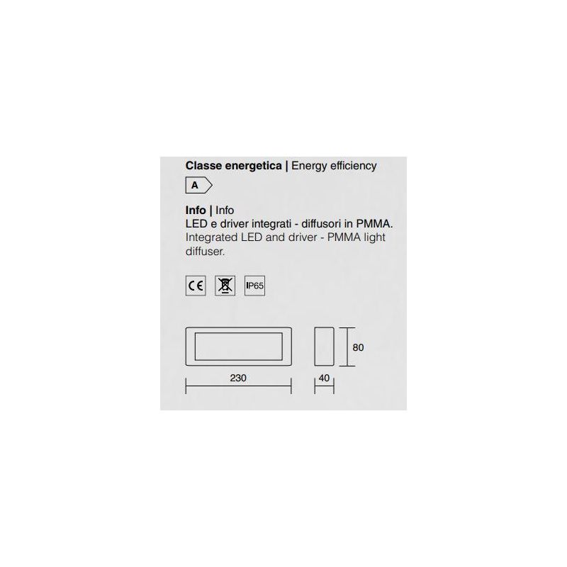 BRIQUE DI ISYLUCE LED 12W 3000K O 4000K PER ESTERNO IP65 BIANCA O ANTRACITE LUCE DIRETTA ISYLUCE - Cristalensi Shop Online