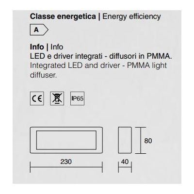 BRIQUE DI ISYLUCE LED 12W 3000K O 4000K PER ESTERNO IP65 BIANCA O ANTRACITE LUCE DIRETTA ISYLUCE - Cristalensi Shop Online