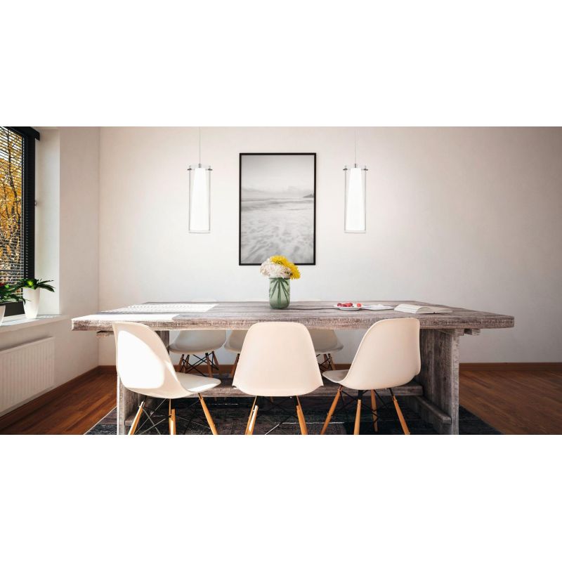 PINTO SOSPENSIONE CILINDRICA IN VETRO CON MONTATURA CROMO EGLO - Cristalensi Shop Online