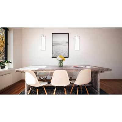 PINTO SOSPENSIONE CILINDRICA IN VETRO CON MONTATURA CROMO EGLO - Cristalensi Shop Online