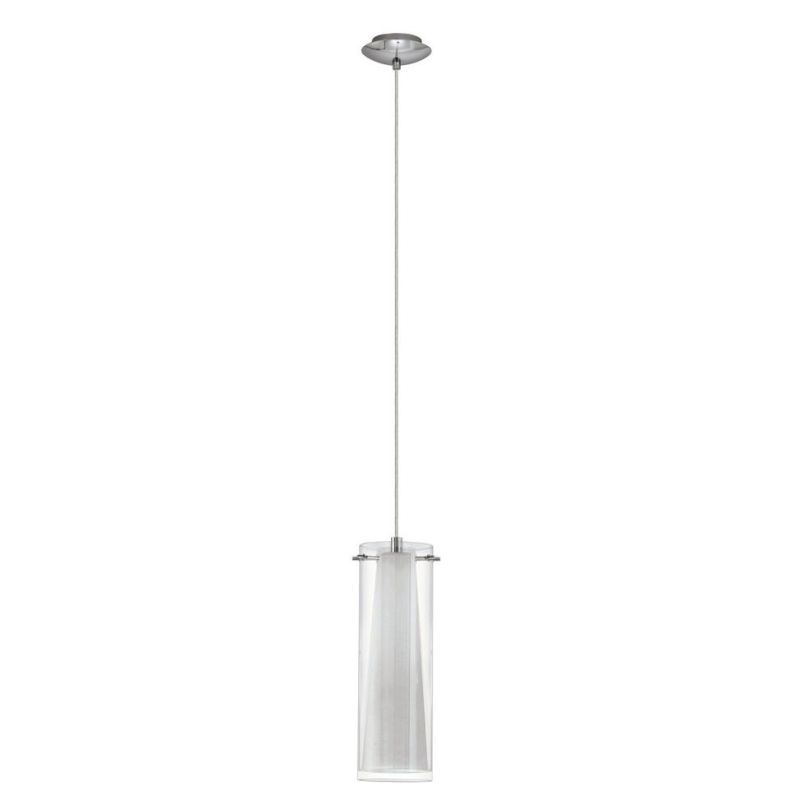 PINTO SOSPENSIONE CILINDRICA IN VETRO CON MONTATURA CROMO EGLO - Cristalensi Shop Online