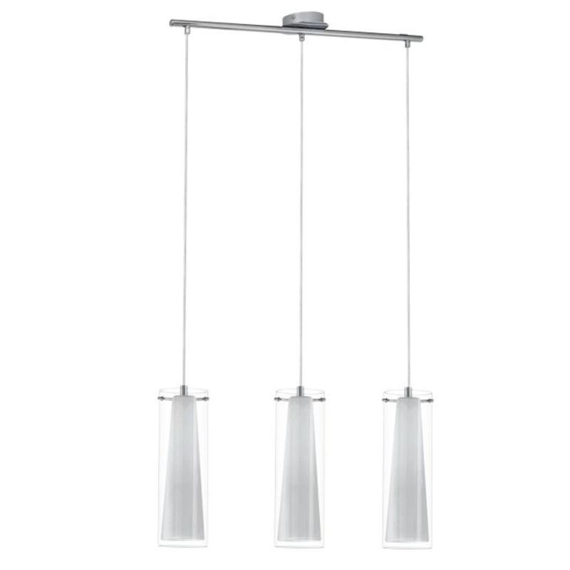 PINTO 3 SOSPENSIONE A TRE LUCI CON VETRI BIANCHI EGLO - Cristalensi Shop Online