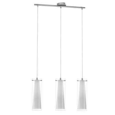 PINTO 3 SOSPENSIONE A TRE LUCI CON VETRI BIANCHI EGLO - Cristalensi Shop Online
