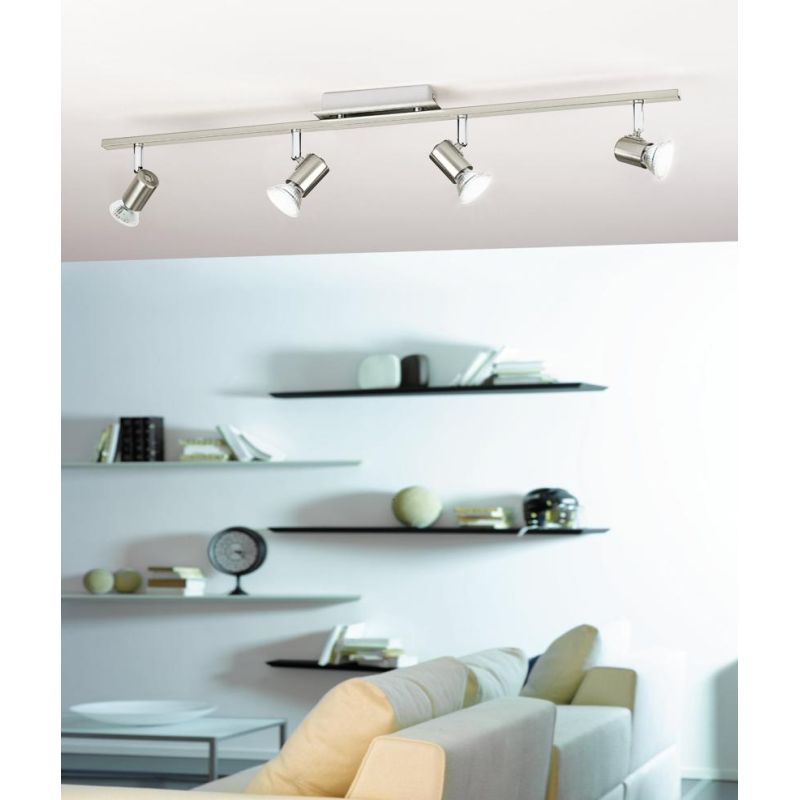 ROTTELLO BINARIO 4 LUCI A LED IN NICHEL SATINATO EGLO - Cristalensi Shop Online
