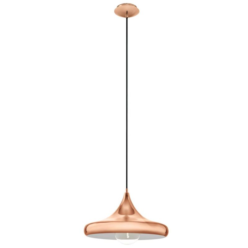 CORETTO 2 SOSPENSIONE VINTAGE IN METALLO RAME CON INTERNO IN BIANCO EGLO - Cristalensi Shop Online