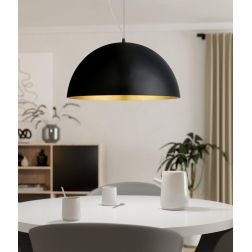 GAETANO 1 SOSPENSIONE IN METALLO NERO CON INTERNO ORO DIAMETRO 53 EGLO - Cristalensi Shop Online 2