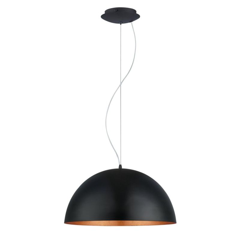 GAETANO 1 SOSPENSIONE IN METALLO NERO CON INTERNO RAME DIAMETRO 53 EGLO - Cristalensi Shop Online