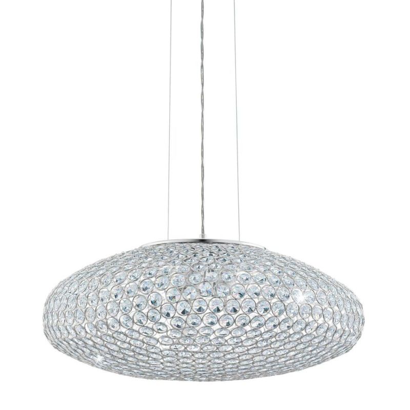 CLEMENTE SOSPENSIONE ELLITTICA IN METALLO CROMO CON CRISTALLI D.54 EGLO - Cristalensi Shop Online