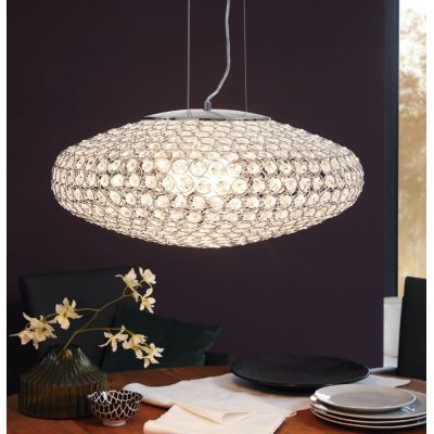 CLEMENTE SOSPENSIONE ELLITTICA IN METALLO CROMO CON CRISTALLI D.54 EGLO - Cristalensi Shop Online
