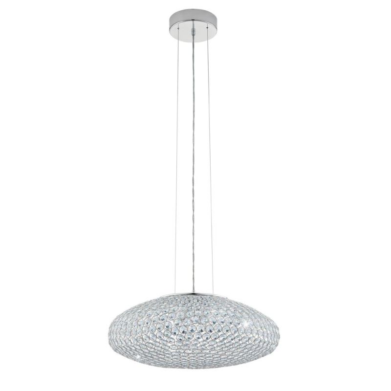 CLEMENTE SOSPENSIONE ELLITTICA IN METALLO CROMO CON CRISTALLI D.54 EGLO - Cristalensi Shop Online