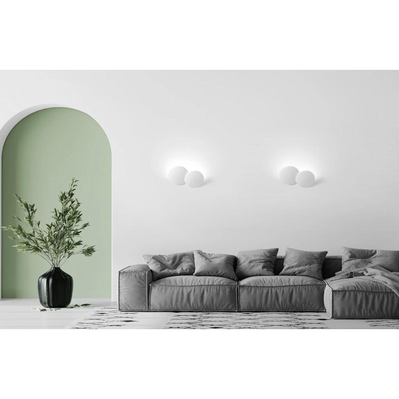 T395 APPLIQUE 2 LUCI IN GESSO BIANCO VERNICIABILE L34 CM CON 2 LAMPADINE ATTACCO GX53 ECONOMICA Sforzin Illuminazione - Cristale