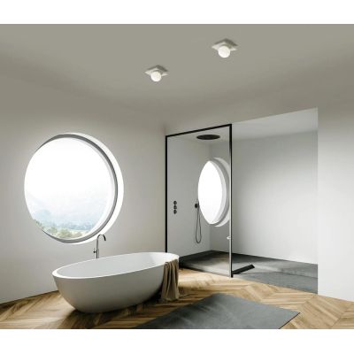 T387 PICCOLA PLAFONIERA 1 LUCE IN GESSO CON DIFFUSORE IN VETRO LAMPADINA ATTACCO GX53 Sforzin Illuminazione - Cristalensi Shop O