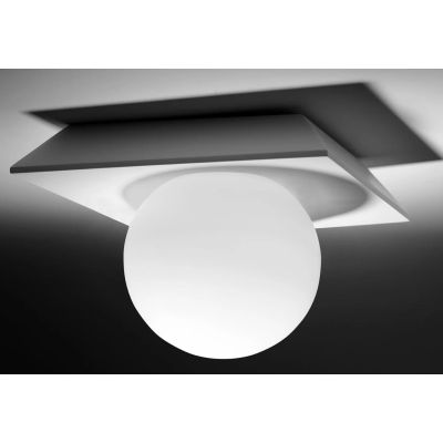 T387 PICCOLA PLAFONIERA 1 LUCE IN GESSO CON DIFFUSORE IN VETRO LAMPADINA ATTACCO GX53 Sforzin Illuminazione - Cristalensi Shop O