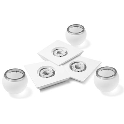 T389 PLAFONIERA 3 LUCI IN GESSO BIANCO VERNICIABILE DIFFUSORI IN VETRO LAMPADINE ATTACCO GX53 Sforzin Illuminazione - Cristalens