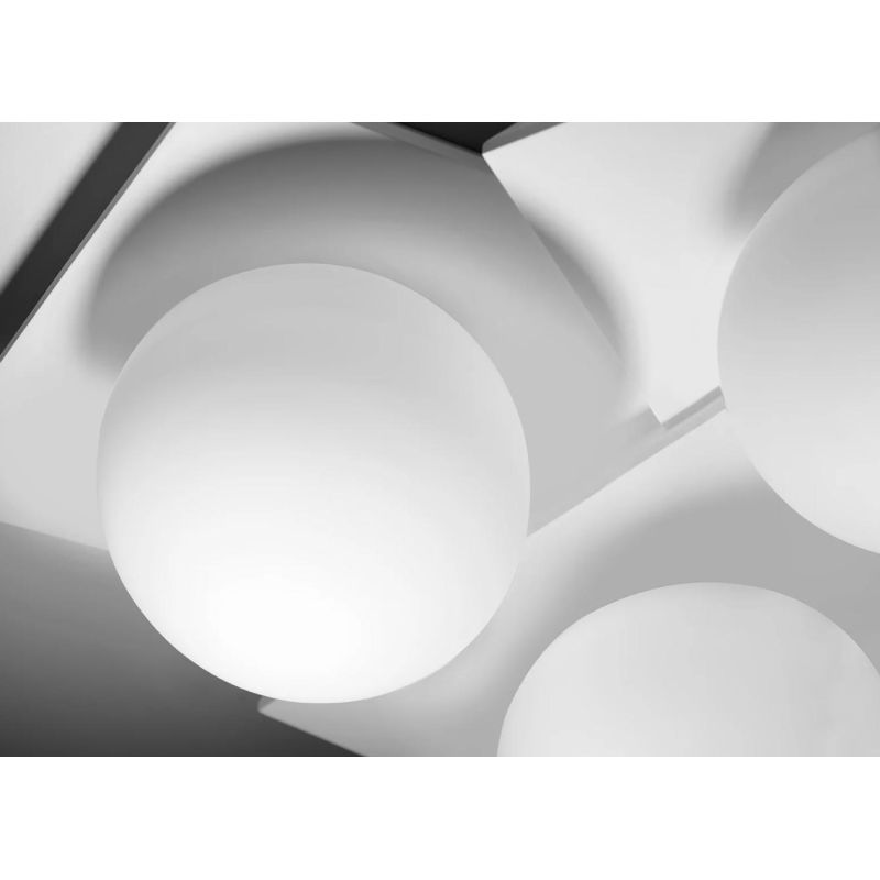 T389 PLAFONIERA 3 LUCI IN GESSO BIANCO VERNICIABILE DIFFUSORI IN VETRO LAMPADINE ATTACCO GX53 Sforzin Illuminazione - Cristalens