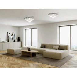 T389 PLAFONIERA 3 LUCI IN GESSO BIANCO VERNICIABILE DIFFUSORI IN VETRO LAMPADINE ATTACCO GX53 Sforzin Illuminazione - Cristalens 2