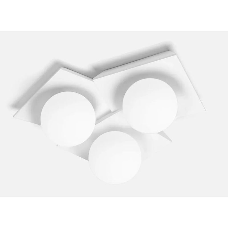 T389 PLAFONIERA 3 LUCI IN GESSO BIANCO VERNICIABILE DIFFUSORI IN VETRO LAMPADINE ATTACCO GX53 Sforzin Illuminazione - Cristalens