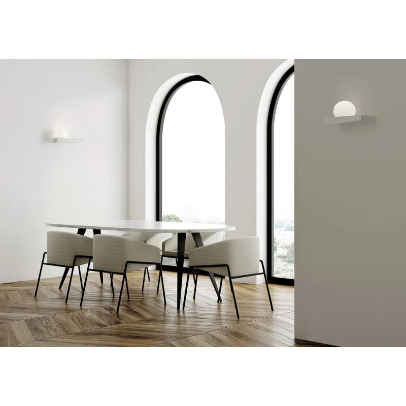 T385 APPLIQUE MENSOLA AD 1 LUCE IN GESSO BIANCO VERNICIABILE DIFFUSORE IN VETRO LAMPADINA ATTACCO GX53 Sforzin Illuminazione - C