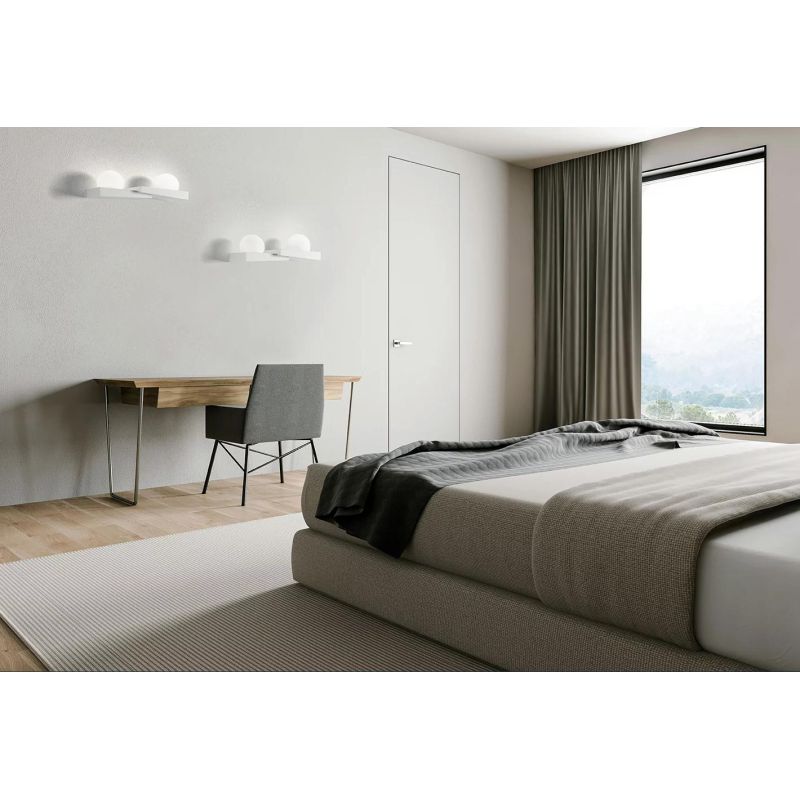 T386 APPLIQUE MODERNA CON 2 LUCI IN GESSO BIANCO VERNICIABILE DIFFUSORI IN VETRO LAMPADINE ATTACCO GX53 Sforzin Illuminazione -