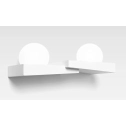 T386 APPLIQUE MODERNA CON 2 LUCI IN GESSO BIANCO VERNICIABILE DIFFUSORI IN VETRO LAMPADINE ATTACCO GX53 Sforzin Illuminazione -