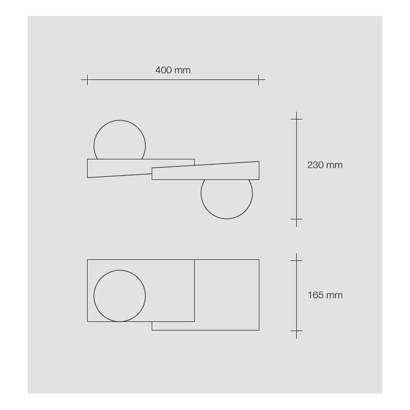 T386 APPLIQUE MODERNA CON 2 LUCI IN GESSO BIANCO VERNICIABILE DIFFUSORI IN VETRO LAMPADINE ATTACCO GX53 Sforzin Illuminazione -