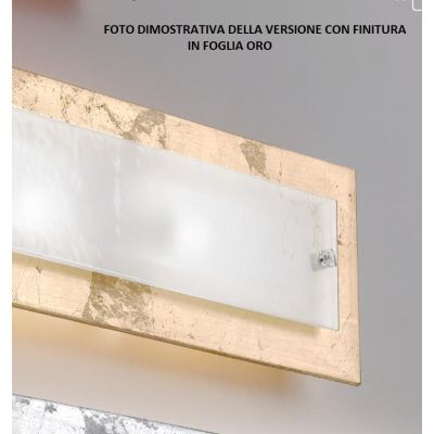 MANHATTAN PLAFONIERA 58X58 IN VETRO DECORO FOGLIA ORO,RAME O ARGENTO MADE IN ITALY Familamp - Cristalensi Shop Online