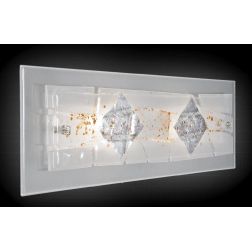 MIAMI APPLIQUE MODERNA 60X20 IN VETRO IN FOGLIA ORO O ARGENTO CON 7 DECORI MADE IN ITALY Familamp - Cristalensi Shop Online