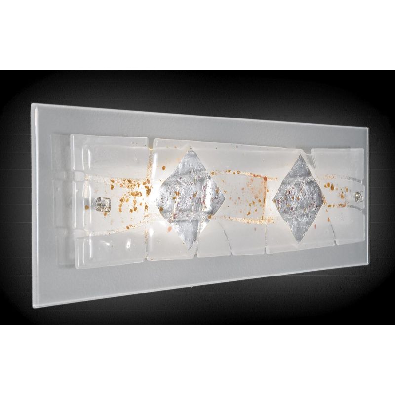 MIAMI APPLIQUE MODERNA 60X20 IN VETRO IN FOGLIA ORO O ARGENTO CON 7 DECORI MADE IN ITALY Familamp - Cristalensi Shop Online