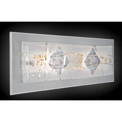 MIAMI APPLIQUE MODERNA 60X20 IN VETRO IN FOGLIA ORO O ARGENTO CON 7 DECORI MADE IN ITALY Familamp - Cristalensi Shop Online
