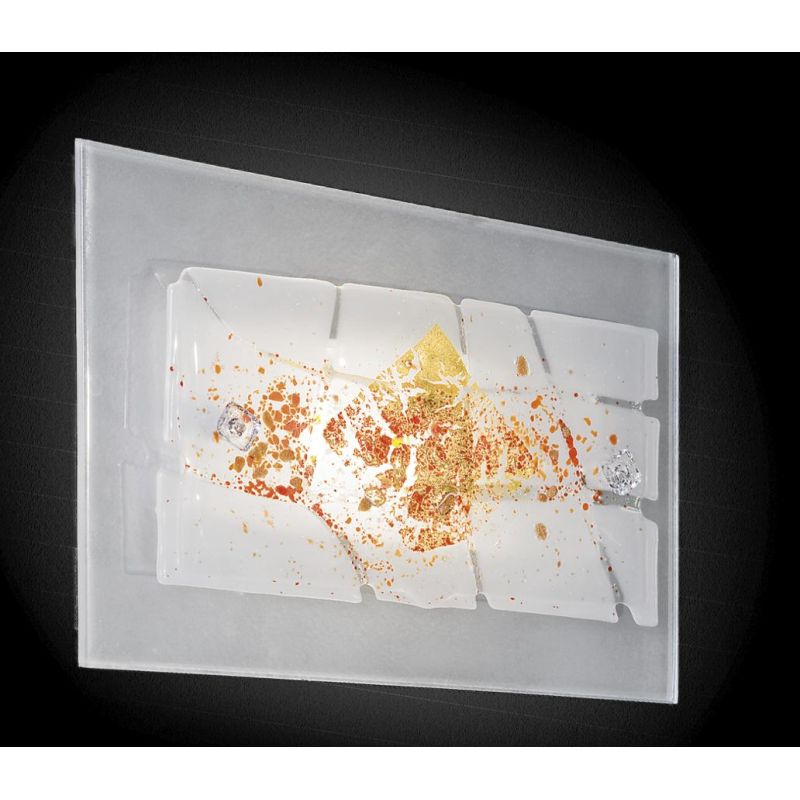 MIAMI APPLIQUE MODERNA 30x20 IN VETRO IN FOGLIA ORO O ARGENTO CON 7 DECORI MADE IN ITALY Familamp - Cristalensi Shop Online