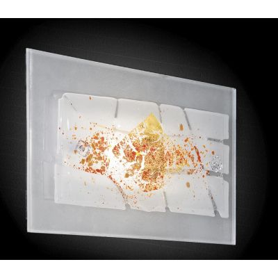 MIAMI APPLIQUE MODERNA 30x20 IN VETRO IN FOGLIA ORO O ARGENTO CON 7 DECORI MADE IN ITALY Familamp - Cristalensi Shop Online