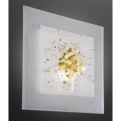 MIAMI PLAFONIERA CM 40X40 IN VETRO IN FOGLIA ORO O ARGENTO CON 7 DECORI MADE IN ITALY Familamp - Cristalensi Shop Online