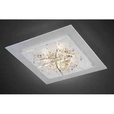 MIAMI PLAFONIERA CM 60x60 IN VETRO IN FOGLIA ORO O ARGENTO CON 7 DECORI MADE IN ITALY Familamp - Cristalensi Shop Online