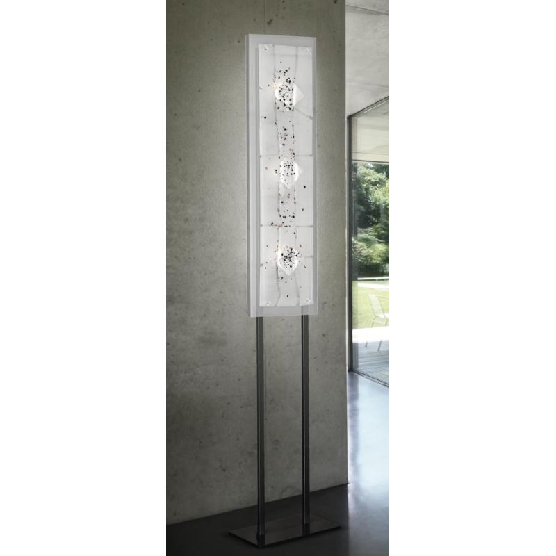 MIAMI PIANTANA MODERNA IN METALLO E VETRO IN FOGLIA ORO O ARGENTO CON 7 DECORI MADE IN ITALY Familamp - Cristalensi Shop Online