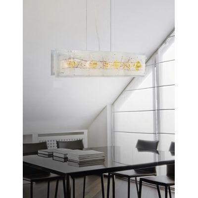 MIAMI SOSPENSIONE MODERNA IN VETRO IN FOGLIA ORO O ARGENTO CON 7 DECORI MADE IN ITALY Familamp - Cristalensi Shop Online