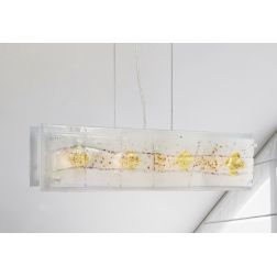MIAMI SOSPENSIONE MODERNA IN VETRO IN FOGLIA ORO O ARGENTO CON 7 DECORI MADE IN ITALY Familamp - Cristalensi Shop Online