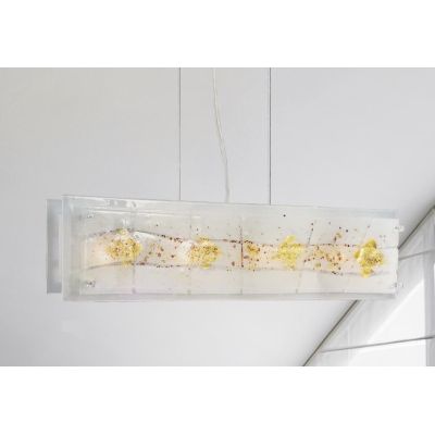 MIAMI SOSPENSIONE MODERNA IN VETRO IN FOGLIA ORO O ARGENTO CON 7 DECORI MADE IN ITALY Familamp - Cristalensi Shop Online