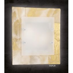 SAHARA PLAFONIERA CM 35x35 IN VETRO DECORO FOGLIA ORO O ARGENTO CLASSICA MADE IN ITALY Familamp - Cristalensi Shop Online