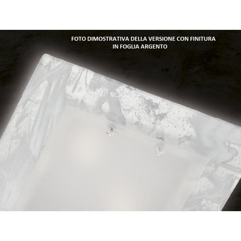 SAHARA PLAFONIERA CM 35x35 IN VETRO DECORO FOGLIA ORO O ARGENTO CLASSICA MADE IN ITALY Familamp - Cristalensi Shop Online