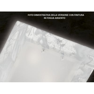 SAHARA PLAFONIERA CM 35x35 IN VETRO DECORO FOGLIA ORO O ARGENTO CLASSICA MADE IN ITALY Familamp - Cristalensi Shop Online