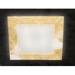 SAHARA PLAFONIERA CM 45x45 IN VETRO DECORO FOGLIA ORO O ARGENTO CLASSICA MADE IN ITALY Familamp - Cristalensi Shop Online 2