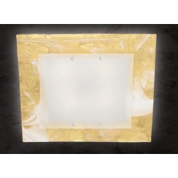 SAHARA PLAFONIERA CM 60X60 IN VETRO DECORO FOGLIA ORO O ARGENTO CLASSICA MADE IN ITALY Familamp - Cristalensi Shop Online