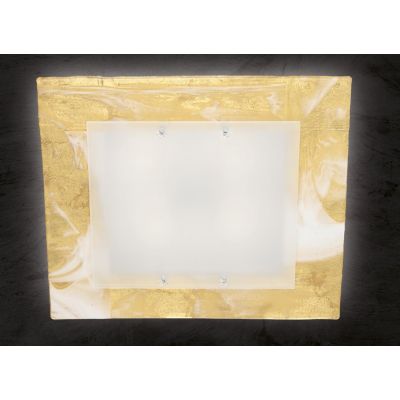 SAHARA PLAFONIERA CM 60X60 IN VETRO DECORO FOGLIA ORO O ARGENTO CLASSICA MADE IN ITALY Familamp - Cristalensi Shop Online