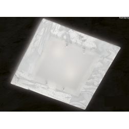 SAHARA PLAFONIERA CM 60X60 IN VETRO DECORO FOGLIA ORO O ARGENTO CLASSICA MADE IN ITALY Familamp - Cristalensi Shop Online 2