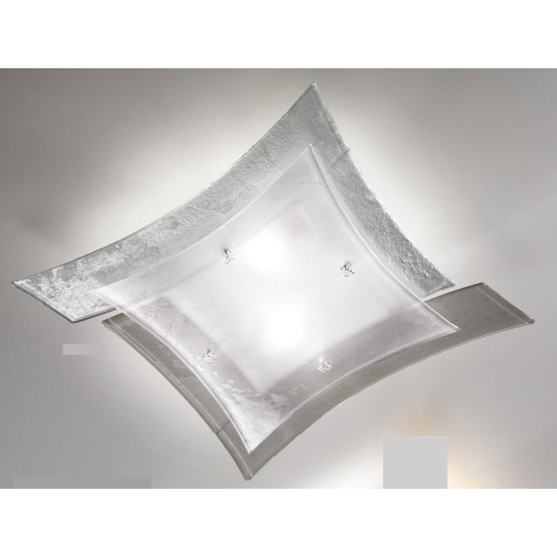 OREGON PLAFONIERA MODERNA CM 54X54 IN VETRO LAVORATO A MANO IN ITALIA 4 COLORI Familamp - Cristalensi Shop Online