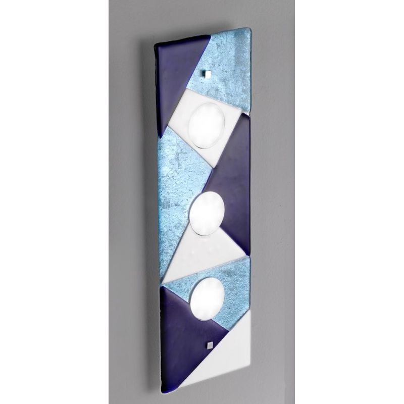 TRIGONO APPLIQUE 60x20 IN VETRO GRIGIO O AZZURRO MADE IN ITALY LAMPADINE 3XGX53 Familamp - Cristalensi Shop Online