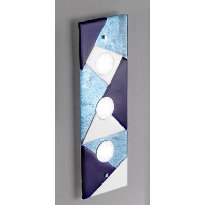 TRIGONO APPLIQUE 60x20 IN VETRO GRIGIO O AZZURRO MADE IN ITALY LAMPADINE 3XGX53 Familamp - Cristalensi Shop Online