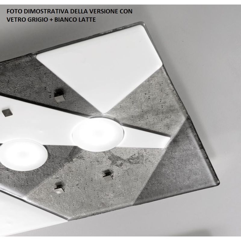 TRIGONO APPLIQUE 96x25 IN VETRO GRIGIO O AZZURRO MADE IN ITALY LAMPADINE 4XGX53 Familamp - Cristalensi Shop Online