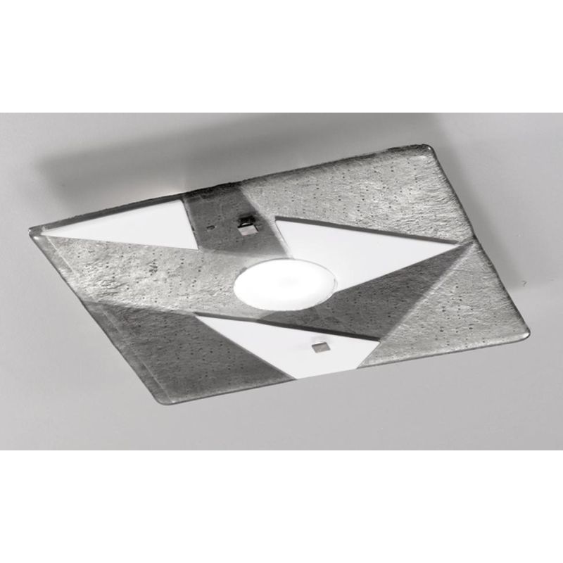 TRIGONO PLAFONIERA 30x30 IN VETRO GRIGIO O AZZURRO MADE IN ITALY LAMPADINA GX53 Familamp - Cristalensi Shop Online